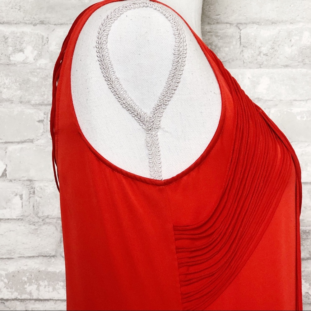 ACE DELIVERY | Red 100% Silk Fringe Tank Top - Picture 4 of 13